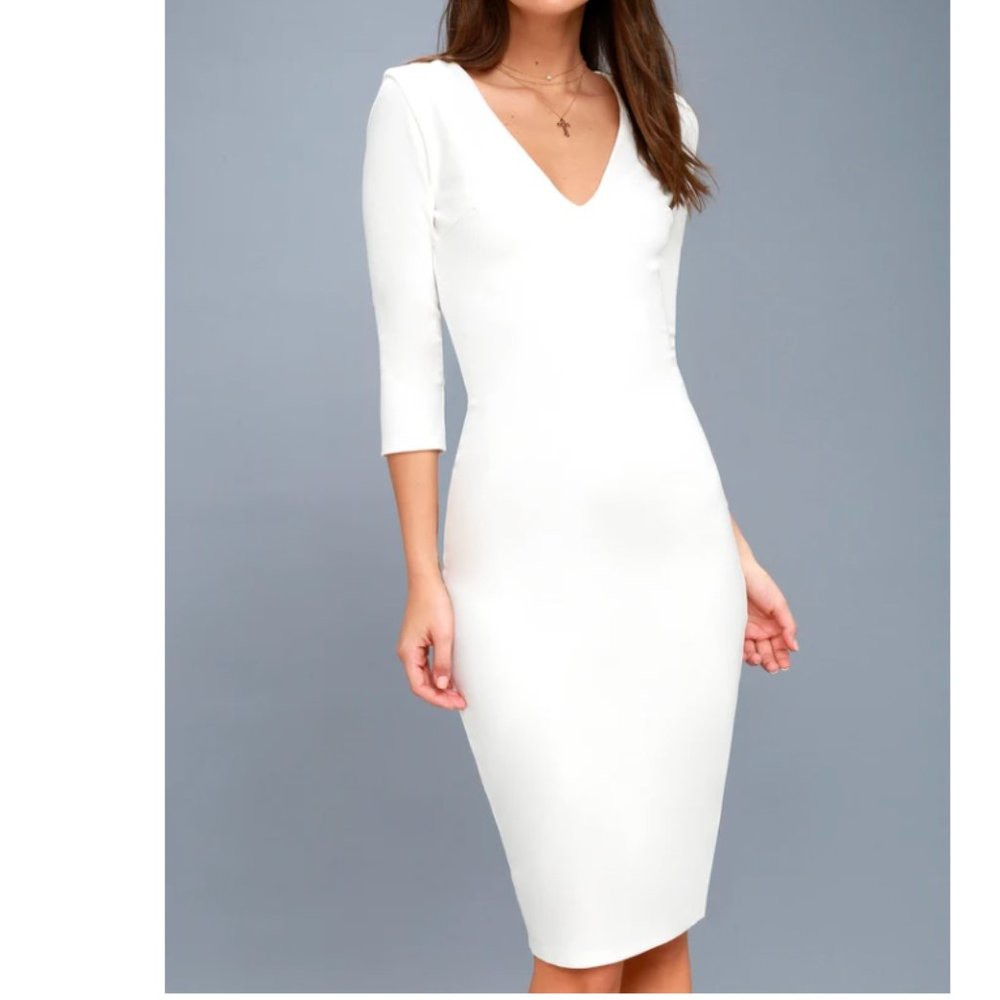 NWT Lulus White Bodycon Midi Dress